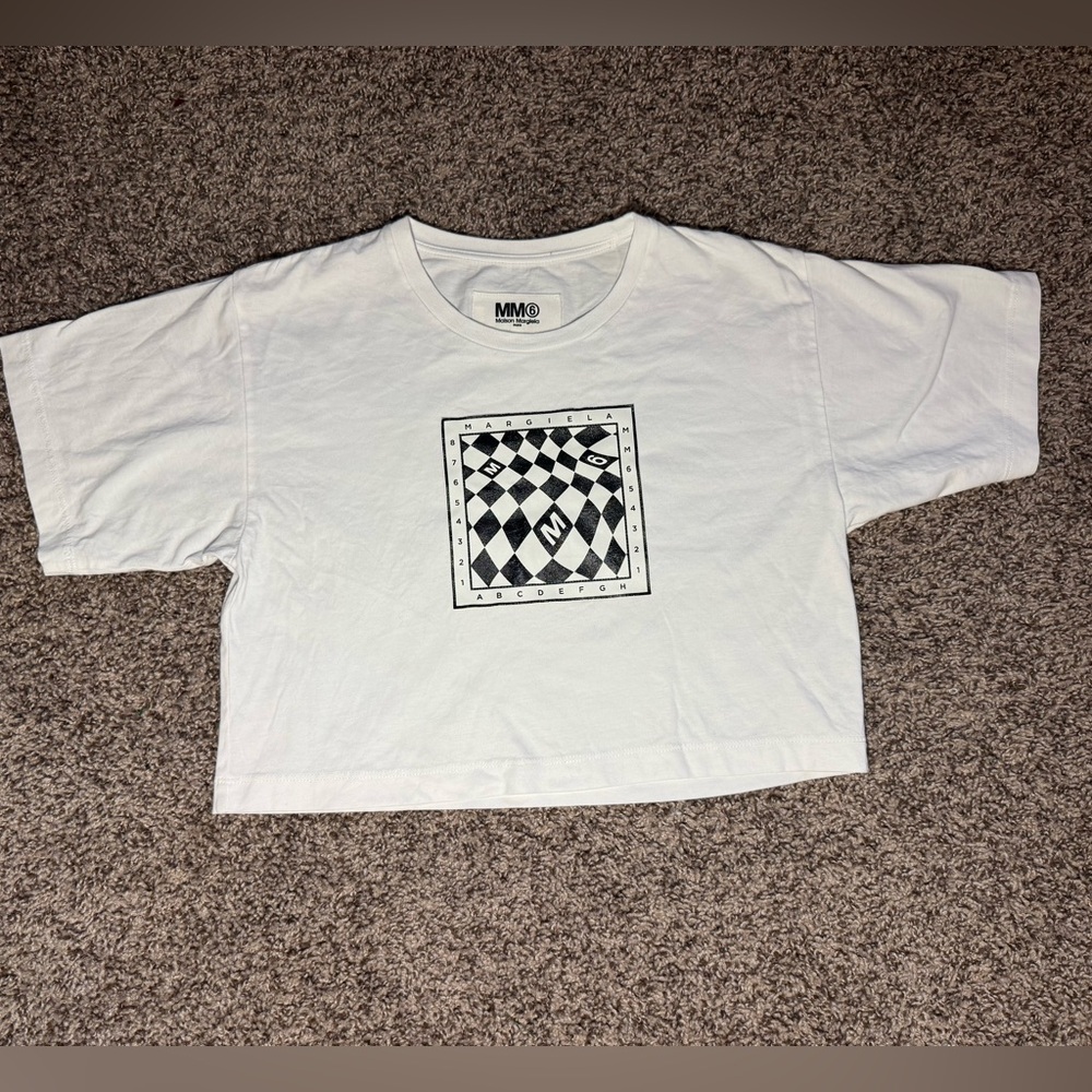 MM6 MAISON MARGIELA Girls Cropped Logo Print T-Shirt|10 - Picture 2 of 5